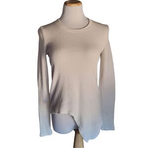 Madewell Ribbed Knot Top Women's Plus Size XXS Ivory Cream Long Sleeve Pullover